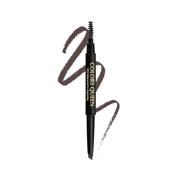 Colors Queen Brow Master Eyebrow Definer Pencil with Spoolie | Natural Looking Brows | Smudge Proof, Waterproof and Long Lasting Eyebrow Pencil (Brown)