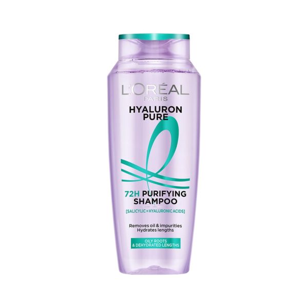 L’Oréal Paris Hyaluron Pure 72H Purifying Shampoo, For oily scalp & dry hair with salicylic and hyaluronic acid, 200 ml
