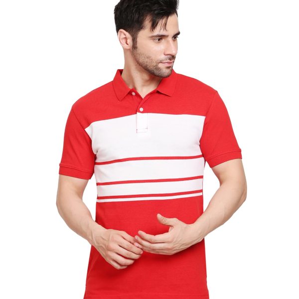 Scott International Men's Rich Cotton Regular Fit Striper Polo T-Shirt, Collar Shirt for Men, Cotton Polo