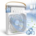 TEKCOOL Mini Cooler for Room Cooling AC Portable Mini Fan Artic Cooler with 7 Colors LED Light, 1/2/3 H Timer, 3 Wind Speeds and 3 Spray Modes for Office,Home,Dorm,Travel1(Multicolor).
