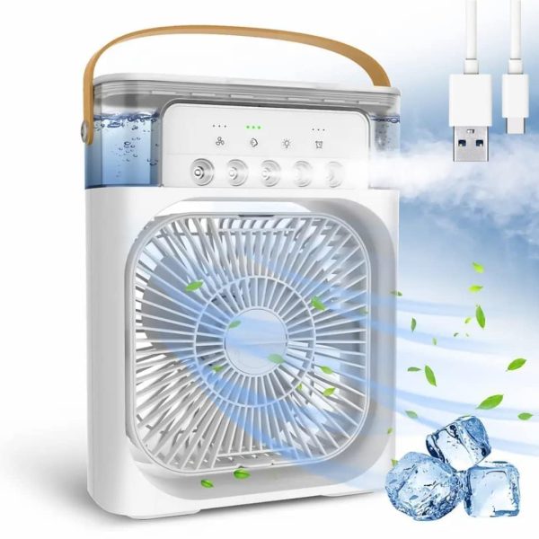 TEKCOOL Mini Cooler for Room Cooling AC Portable Mini Fan Artic Cooler with 7 Colors LED Light, 1/2/3 H Timer, 3 Wind Speeds and 3 Spray Modes for Office,Home,Dorm,Travel1(Multicolor).