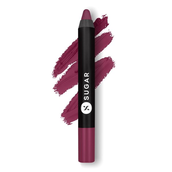 SUGAR Cosmetics Matte as Hell Crayon Lipsticks for Women | Lasts Up To 8+ Hours | Lip Crayon with Sharpener | 2.5gm - 32 Miss Rosa