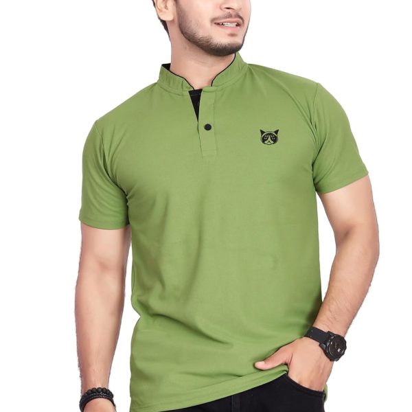 BAGHADBILLO Regular Fit Mandarin Collar T-Shirt Tee for Men & Boys