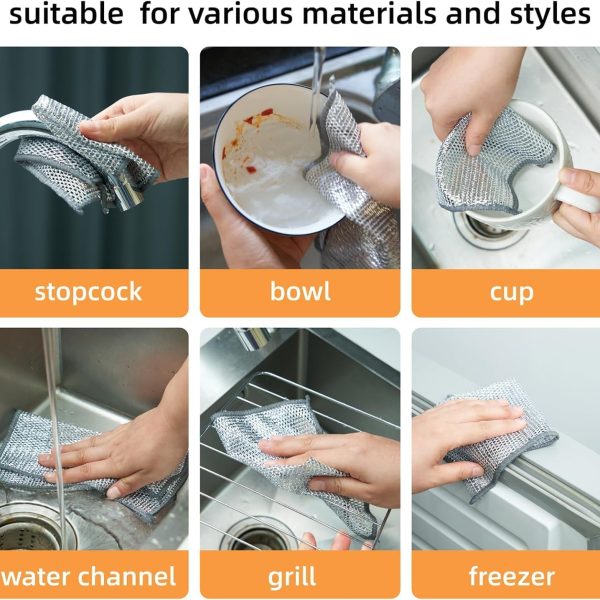 TEKCOOL (15 Pack) Non-Scratch Dish Wash Cloth, Steel Wire Dish Cloth, Wire Dishwashing Rags Stainless Steel Scrubber Non-Scratch Wire Dishcloth for Washing Dishes Sinks Counters