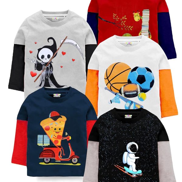 Kuchipoo Boys Full Sleeves Regular Fit Cotton T-Shirt