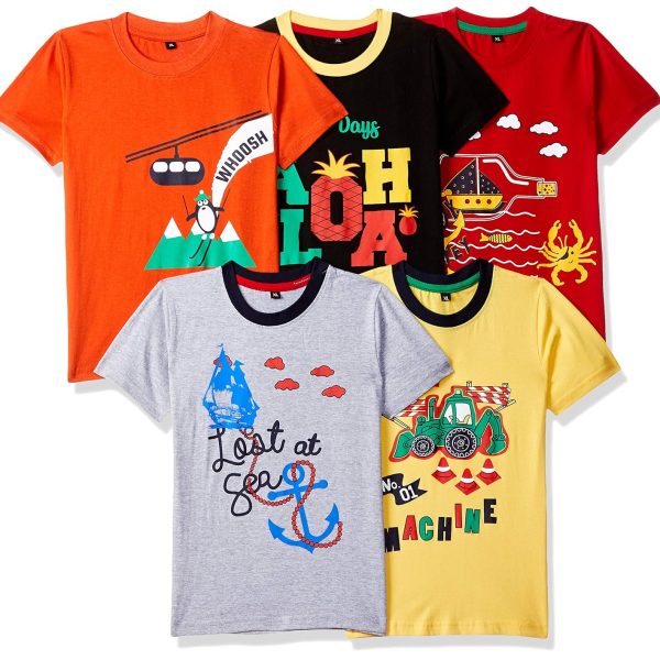T2F Boy's T-Shirt (Pack of 5)