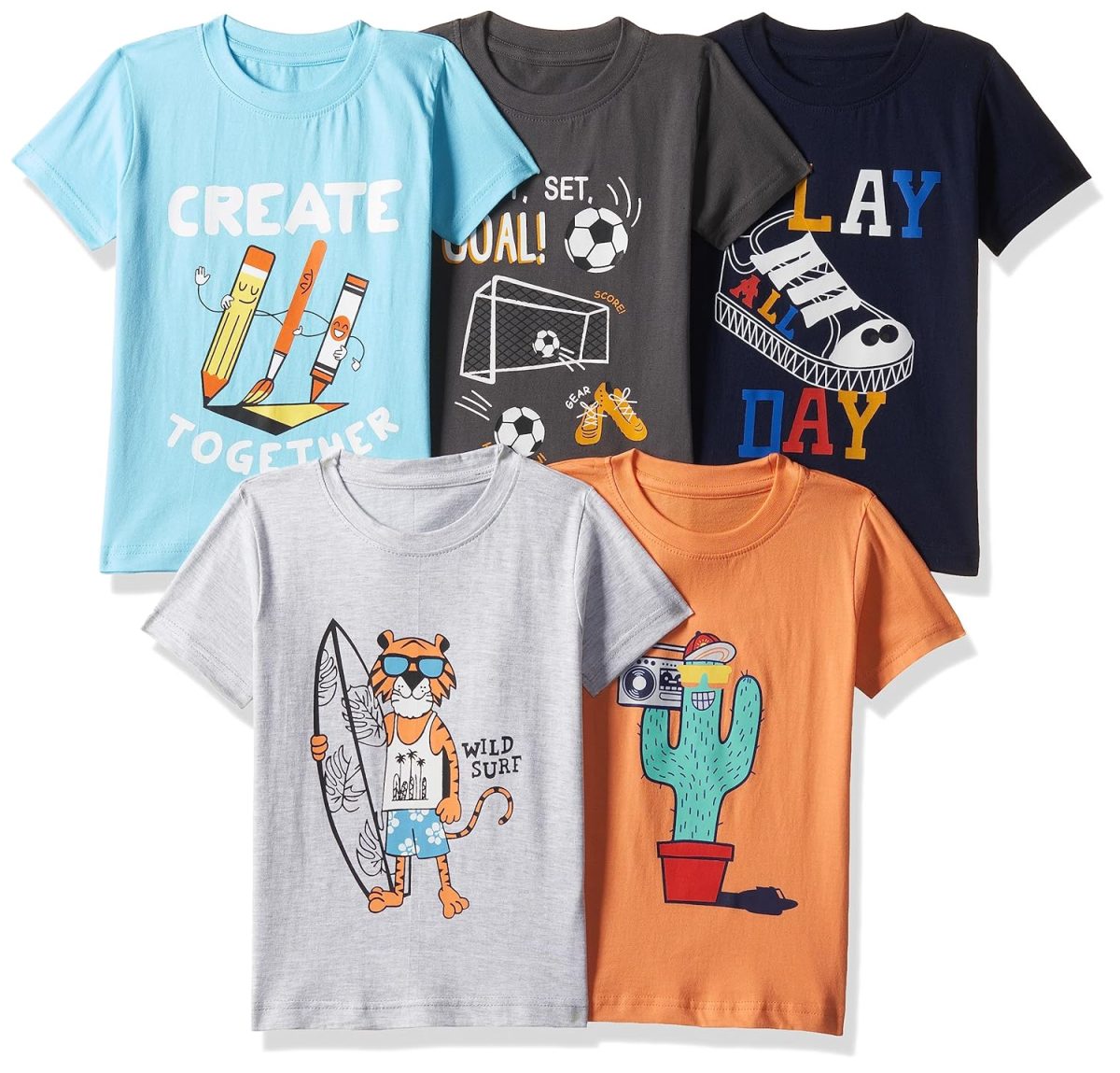 T2F Boy's Solid Regular Fit T-Shirt