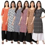 7Threads Women's Crepe Printed Kurta|| Kurta for Women|| Kurta|| Women's Kurta||Pack of-6