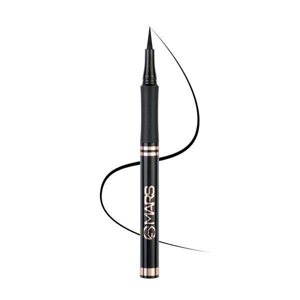 MARS Smudge Proof Liquid Pen Eyeliner with Ultra Fine Tip | Matte Finish & Waterproof (1.5g) (Jet Black)