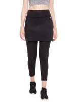 Clovia Women's Snug-Fit High Rise Active Mini Skirt with Attached Tights
