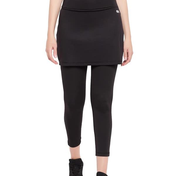 Clovia Women's Snug-Fit High Rise Active Mini Skirt with Attached Tights