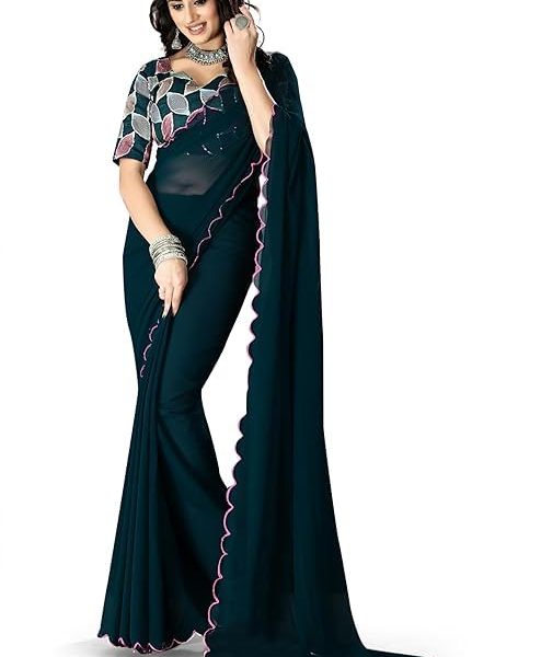 SWADESI STUFF Georgette Embroidered Saree for Women