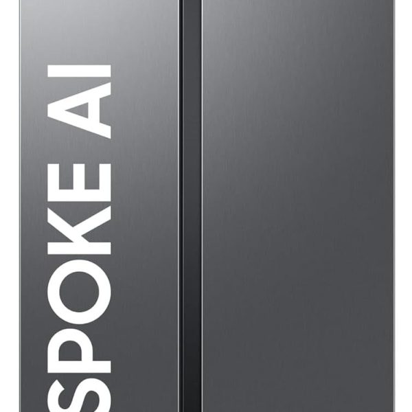Samsung 653 L, 3 Star, Frost Free, Double Door, Convertible 5-in-1 Digital Inverter, Side By Side AI Enabled Smart Refrigerator with WiFi (RS76CG8003S9HL, Silver, Refined Inox)