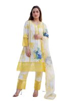 Royal Export Women's Embroidered & Printed Straight Kurta Pant With Dupatta (RX80-yelochain-KPD)