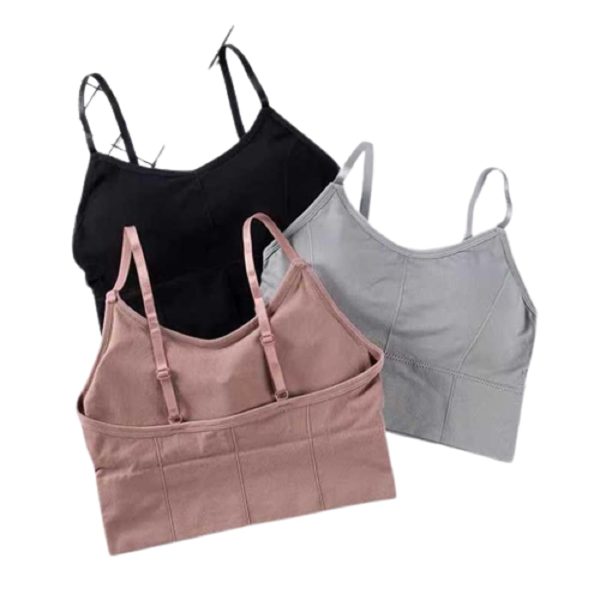 DKOALE Women Bra - Girls Bra Cotton Padded Bra Sports Bra (Adjustable Straps, Full Coverage, Removable Padded) (Gym Workout Running Yoga Bra) Free Size (Pack of 3), Size (28-34)