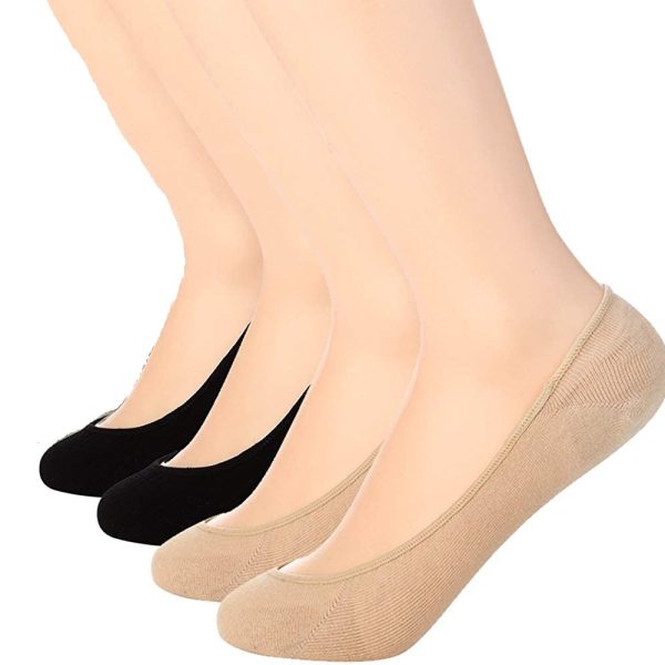PLUMBURY Women's No-Show Cotton Socks (Pack of 2) (PL-NOSHOWSOCKS-BL/BG_Multicolour)