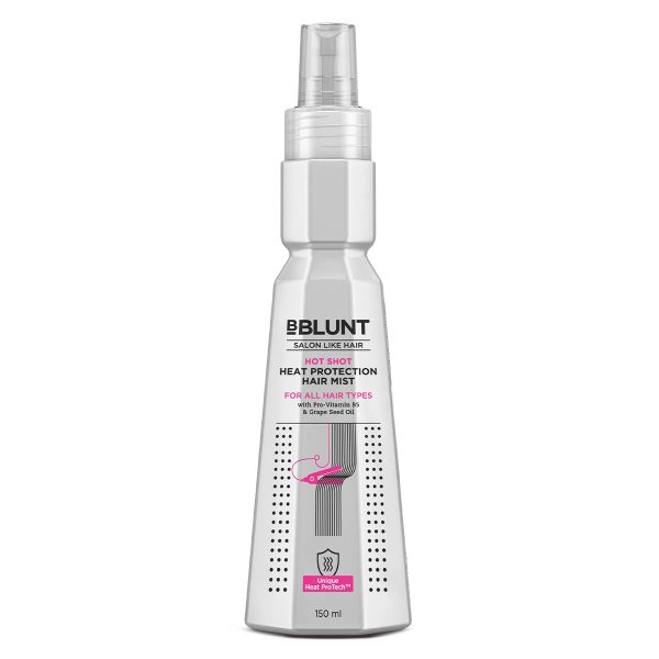 Bblunt Hot Shot Heat Protection Hair Mist | With Grapeseed Oil & Provitamin B5 | No Sulphate, No Paraben, No SLS | Designed for Indian Hair | Prevents Damage | Upto 230° Celsius Protection | For Men & Women | 150 ml