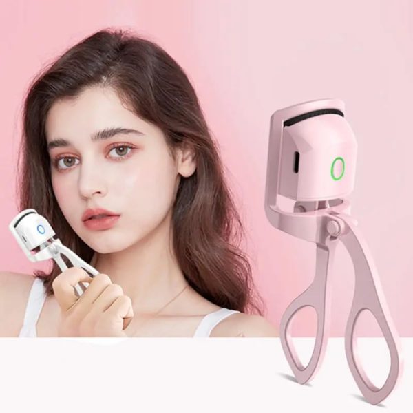 Rechargeable Heated Eyelash Curler Electric USB Lash Curler 2 Temperature Settings with Silicone Pad No Pinch Safe Portable Handheld Makeup Tool for Women Gifts