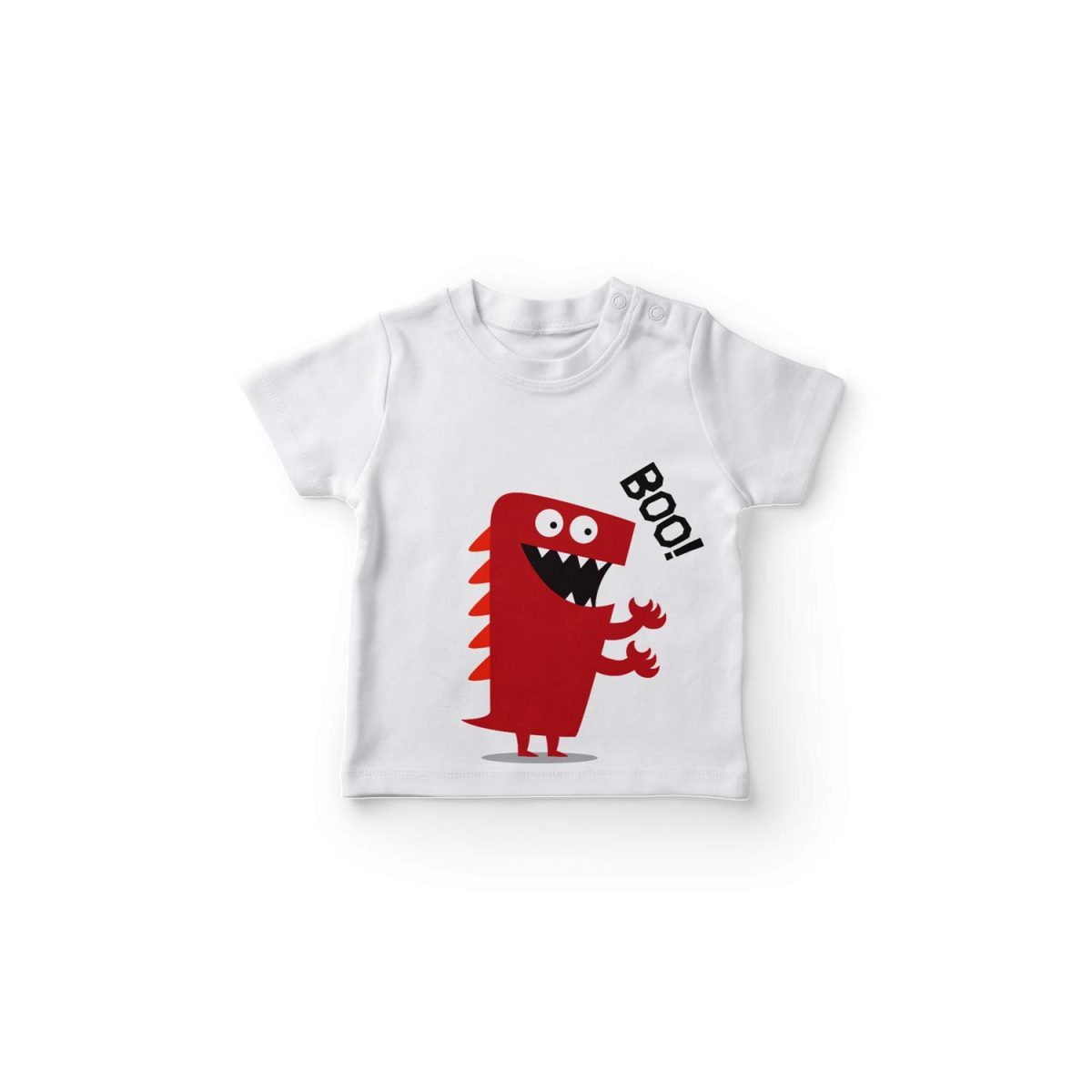 XAGO Solid Casual T-Shirt for Boys Cotton Regular Fit Round Neck Short Sleeve White Monster