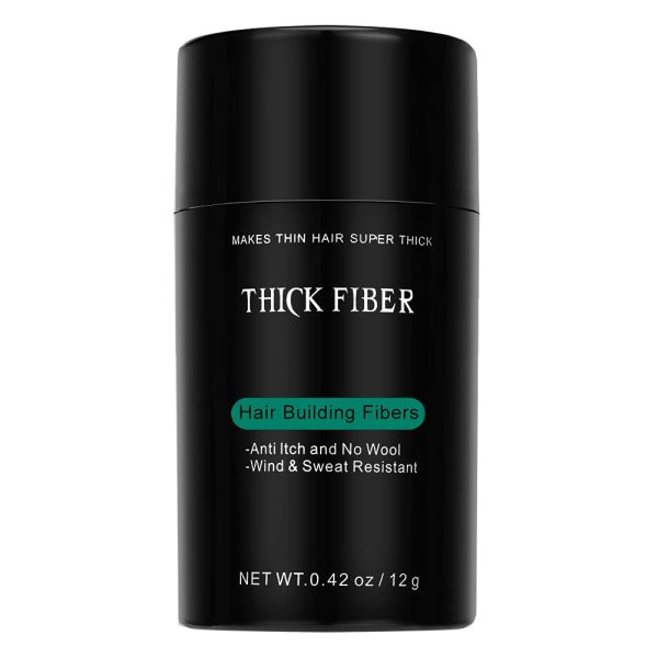 THICK FIBER Hair Building Fibers (Black) 12g - Hair Fibres For Thin & Bald Spots - Thickening Fibers For Men & Women (12g Pack of 1)