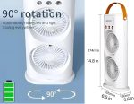 PYXBE Portable Double Ended Mist Spray Fan for Summer Room Cooling, USB Rechargeable Mini AC Air Cooler Misting Fans for Home,Table | Electric Cooler With 280ml Water, 7colors Led & Remote (L-White)
