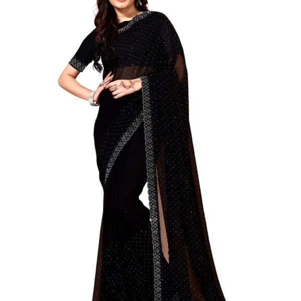 leelavati Women Embellished Bollywood Chiffon Saree Elegant Design For Weddings, Parties, And Festivities