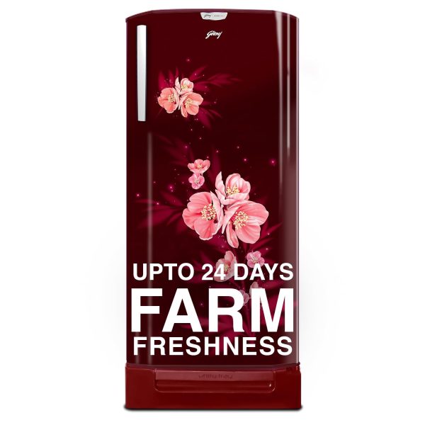 Godrej 180 L 5 Star Turbo Cooling Technology, 24 Days Farm Freshness Direct Cool Single Door Refrigerator With Base Drawer (RD EDGENEO 207E TDF MP WN, Maple Wine)