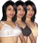 Selfcare Women Wirefree Non Padded Super Combed 100% Pure Soft Cotton Full Coverage Casual Net Cut Design Everyday Bra with Adjustable Straps Pack of 3