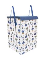 PrettyKrafts L1113 Laundry Basket for Clothes, Toy Storage Box with Lid & Handles, Toy Storage Box, 75 LTR,Mushroom Print,White, Set of 1
