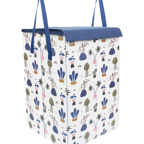 PrettyKrafts L1113 Laundry Basket for Clothes, Toy Storage Box with Lid & Handles, Toy Storage Box, 75 LTR,Mushroom Print,White, Set of 1