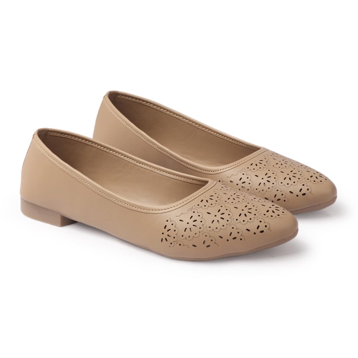Doctor Walk Orthopaedic Ballet Flats, Diabetic Comfort Shoes, Beige Perforated Design,Casual Wear Bellies for Women