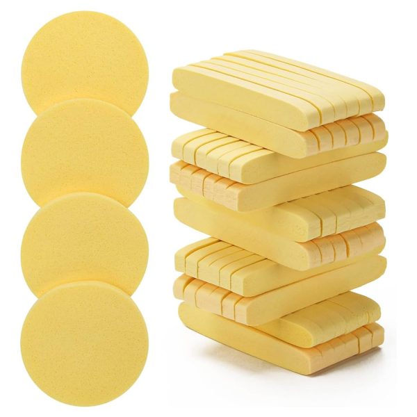 Multibrite 24Pcs Reusable Compressed Facial Sponges, Makeup Remover Pads, Face Cleansing Pads, Cosmetic Spa Sponges for Removing Dead Skin, Facial Cleansing, Gentle Exfoliating, Makeup Removal