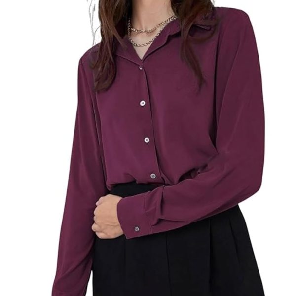 GRECIILOOKS Shirts for Women – Korean Style Long Sleeve Oversized Button Down | Plus Size Workwear Top for Office & Casual Wear
