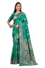Sugathari Women's Navy Blue kanjivaram banarasi silk saree for Patola festival Wedding silk with rich pallu Design sarees for women with blouse piece (San JM 4)