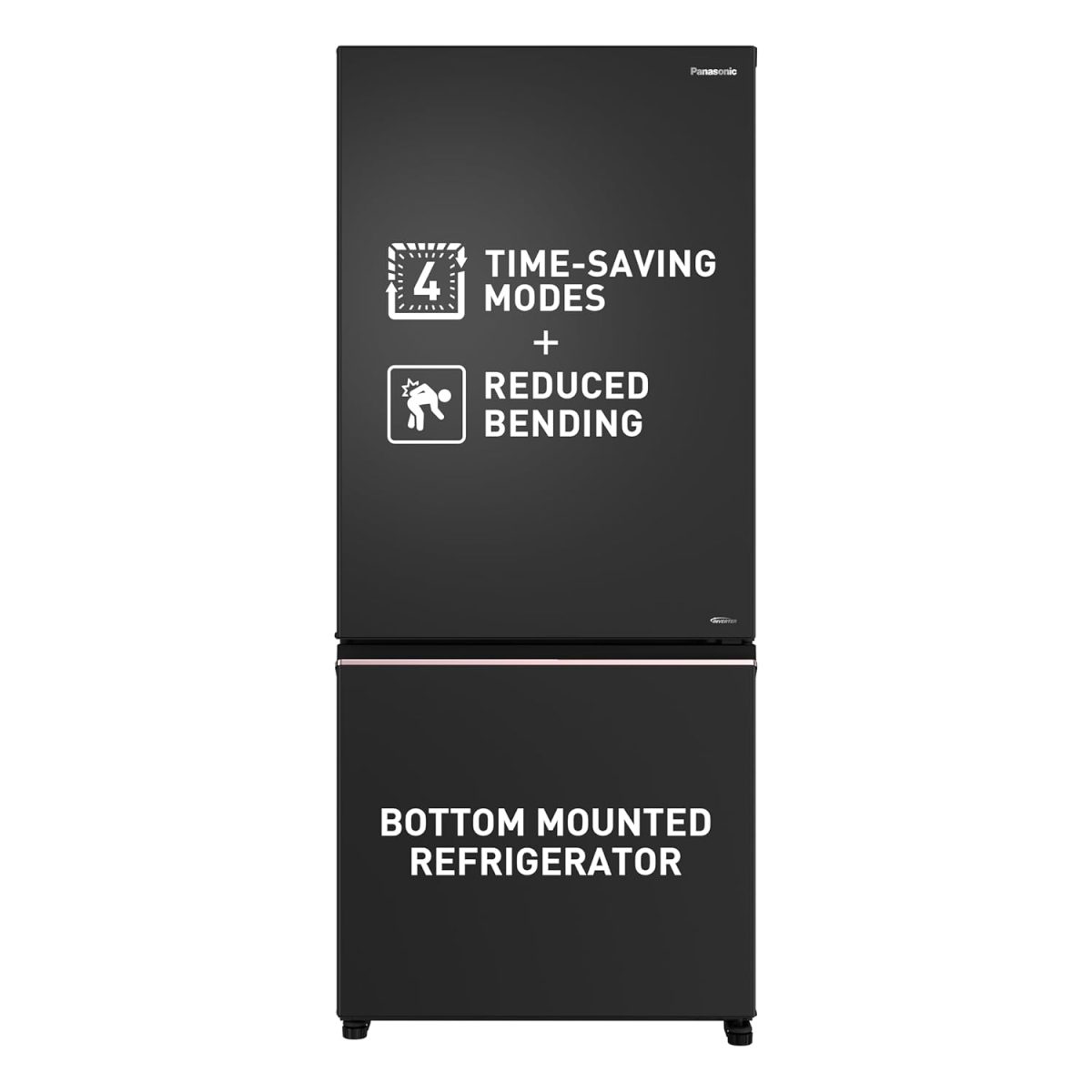 Panasonic 450L 2 Star Prime Convertible 6-Stage Smart Inverter Frost-Free Double Door Bottom Mount Refrigerator (NR-BK465BQKN,Diamond Black,Jumbo Fresh Vegetable Basket,Net Capacity 401L)