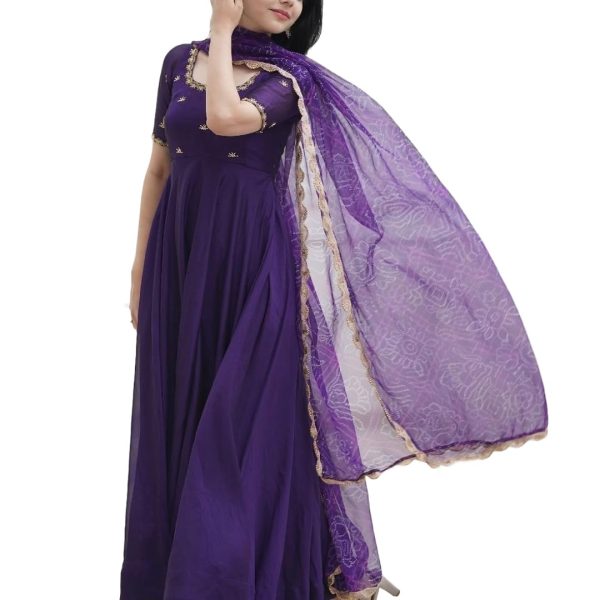 ANNI DESIGNER Women's Rayon Blend Anarkali Embroidered Kurta with Pant & Dupatta