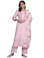 INDO ERA Straight Embroidered Silk Blend Kurta Trouser With Dupatta Set For Women