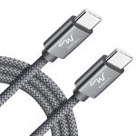 Wayona Type C to Type C 6FT/2M 65W Long Fast Charging Cable Compatible with iPhone 16, iPhone 15 Pro/Max Series Macbook Air/Pro Samsung Galaxy S25, Ultra/S24/ S23 Flip Fold OnePlus (2M, Grey)