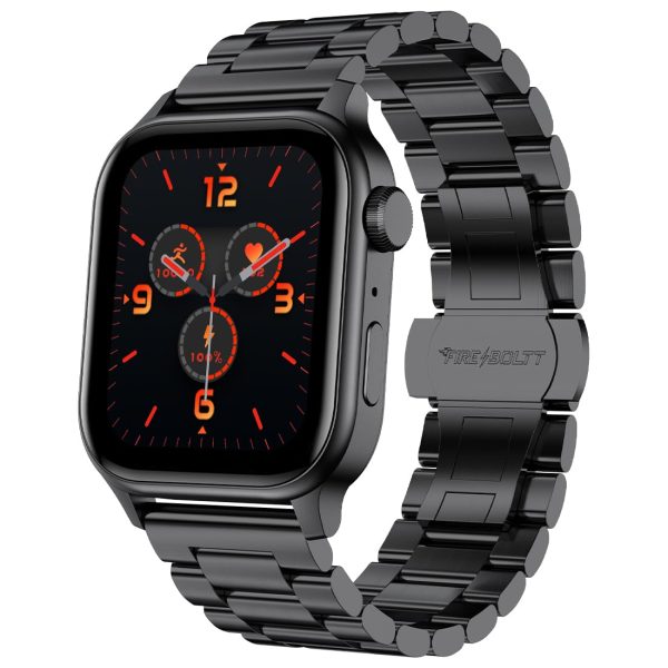 Fire-Boltt Rise Smart Watch, 1.85" HD Display, Metal Body with Bluetooth Calling, Rotating Crown, AI Voice Assistant, 120 Sports Modes, Neon UI, SpO2 & Heart Rate Monitoring (Black-C)