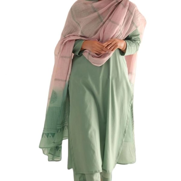 GoSriKi Women's Rayon Viscose Solid Straight Kurta with Pant & Dupatta
