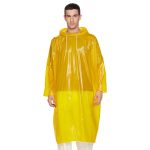 Amazon Brand - Symactive Pvc Transparent Water-Resistant Reusable Knee-Long Poncho Rainwear/Raincoat|Heat Sealed Pvc Shell|High Neck Hood|Unisex (Free Size, Pack Of 1)