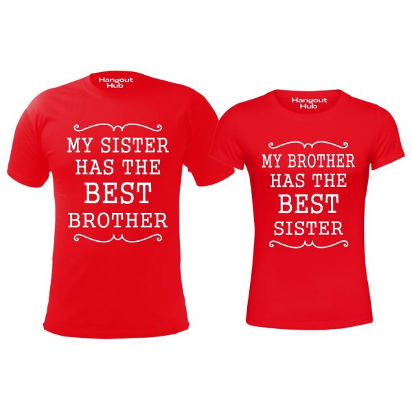 Hangout Hub Kids sibling T Shirts for Boy and Girl | Regular Fit Printed Brother has best sister Family Kids Sibling T-Shirts (Set of 2, Cotton)