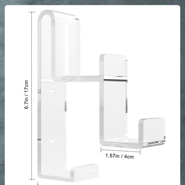 OOPZ' Controller Holder & Headphone Stand, Dual Gamepad & Headset Hanger, Fits STEAM, PS3, PS4, PS5, Xbox, PC, Switch, Clear Acrylic
