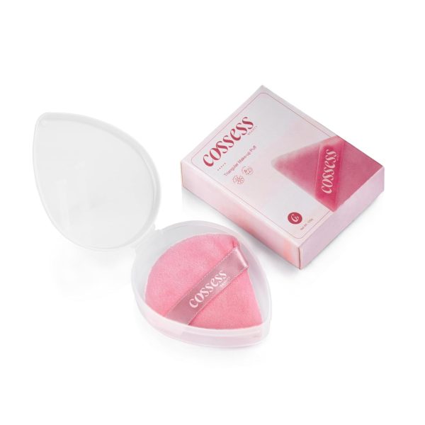 Cossess Triangle Puff WITH Box – Soft Face Triangle Makeup Puff for Loose Powder, Body Cosmetics, Foundation Sponges, Beauty Blender – Makeup Tool (Pack of One)