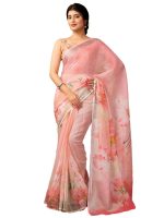 Satrani Women's Linen Printed & Zari Border Ready To Wear One Minute Pre Pleated Readymade Saree with Unstitched Blouse Piece