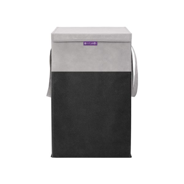 PrettyKrafts 35 L Laundry Basket for Clothes with Lid | Laundry Bag Foldable | Laundry Bag for Clothes | Clothes Basket | Basket for Clothes Storage | Toy Storage Basket (30x30x40cm, Black, Set of 1)