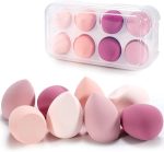 Feelhigh Set of 8 make-up sponges – Premium Beauty Blender for Liquid Foundation, Powders and Creams – Includes Storage Box for on the Go – Ideal for Even Makeup and Gentle Skin Care