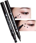 RUBYFACE Pencil Semi-Matte Eyeliner Stamp Wingliner,Dual-Ended Eye liner Stamp,Waterproof Long Lasting Heart & Star Shape Stamps Tattoo Eyeliner Makeup Tools For Women Girl Star,1-Pcs,Black