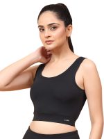 WISELIFE Yoga Bra for Women Full Coverage Padded Gym Bra with Scoop Neck & Elastic Bottom Band | Comfortable Support Shaper for Gym,Running,& Sports | Soft Cup,Easy Slip-On Design for Ultimate Comfort