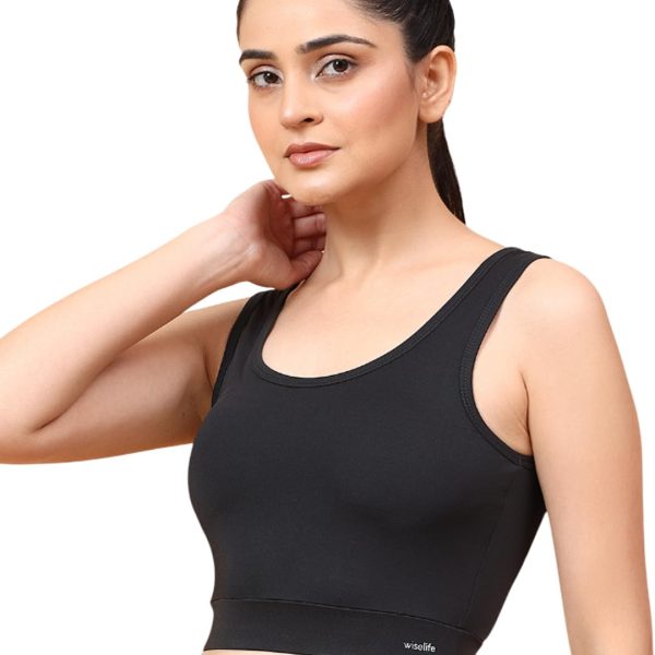 WISELIFE Yoga Bra for Women Full Coverage Padded Gym Bra with Scoop Neck & Elastic Bottom Band | Comfortable Support Shaper for Gym,Running,& Sports | Soft Cup,Easy Slip-On Design for Ultimate Comfort
